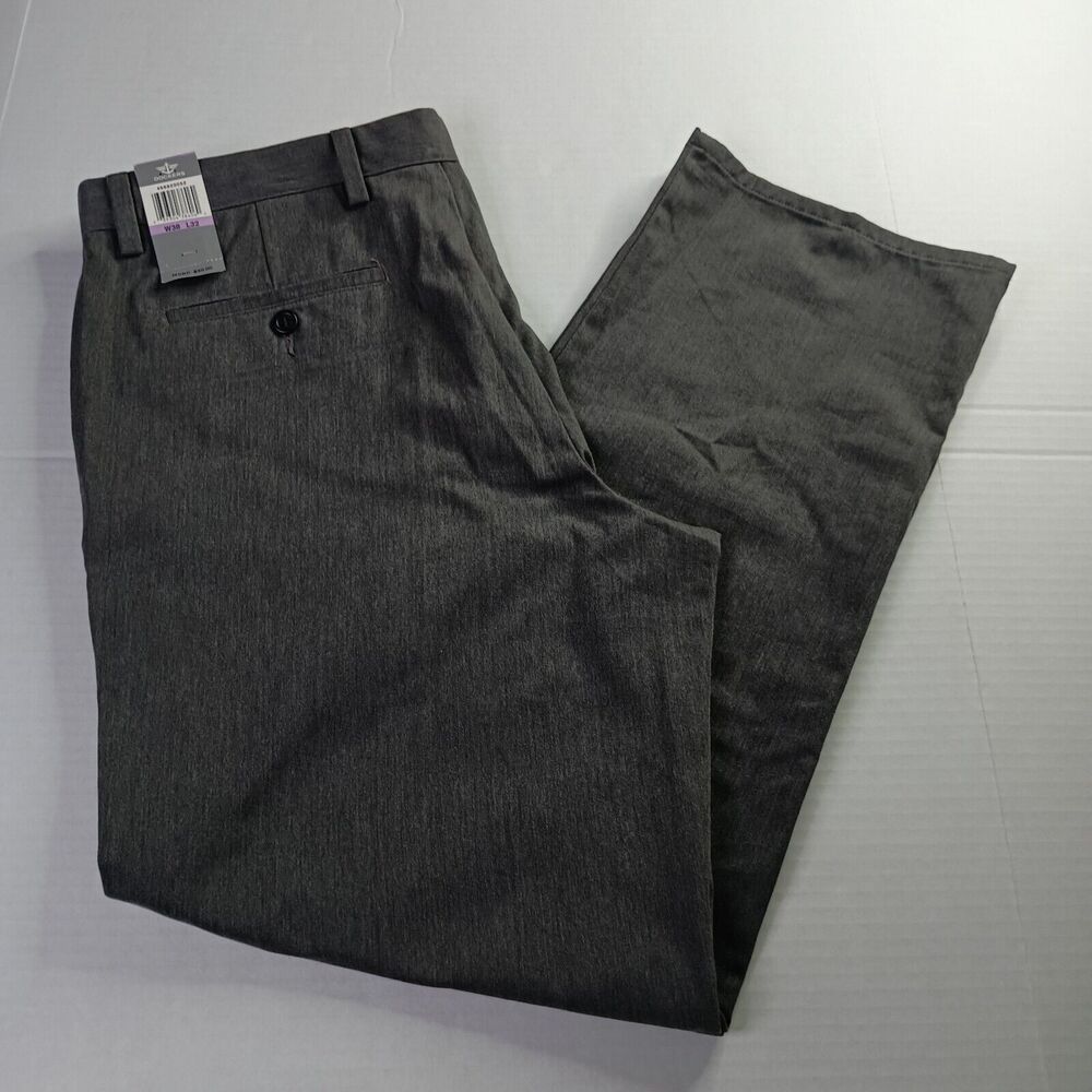 Dockers Easy Khakis Pants Men's 38x32 Gray Straight Fit Flat Front